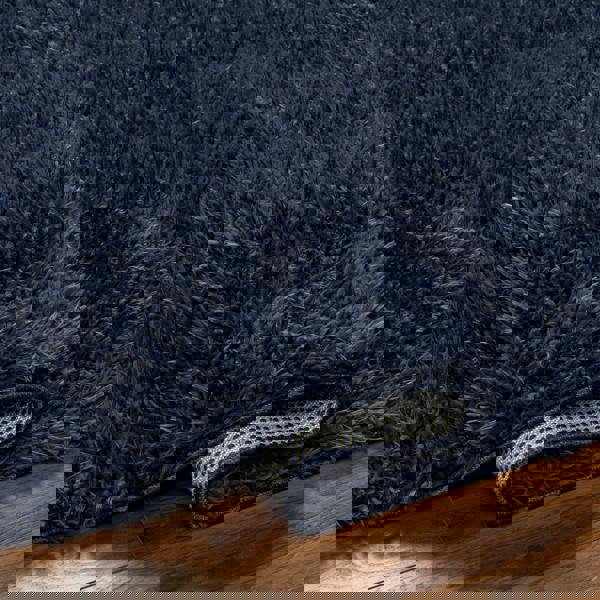 Livabliss Moda Shag-Solid Color Dark Blue Plush Soft Pile Rug