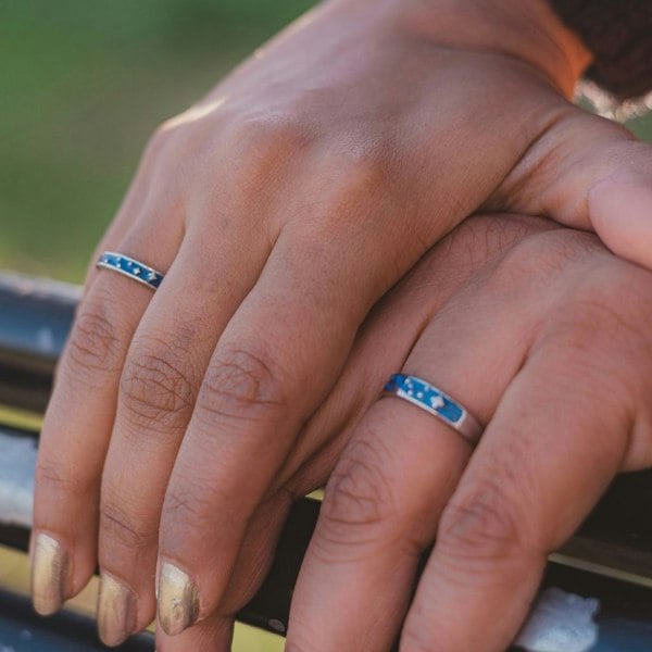 Nevy Blue And Silver Rings