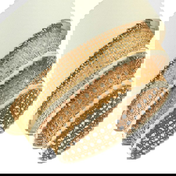 Contemporary Triple Tier Cream Linen and Natural Rattan Pendant Shade Image 4