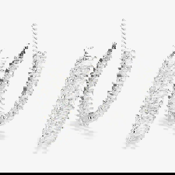 Swarovski Matrix Rhodium Plated Baguette Cut White Zirconia Hoop Earrings 5733397