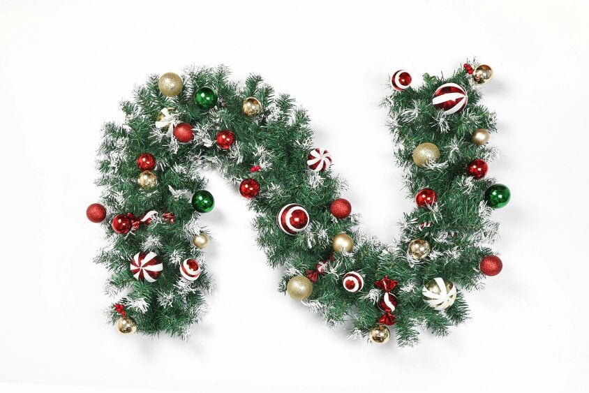 Neo Garland Wreath Candy Cane Baubles Garland Festive Foliage PVC Christmas Decoration