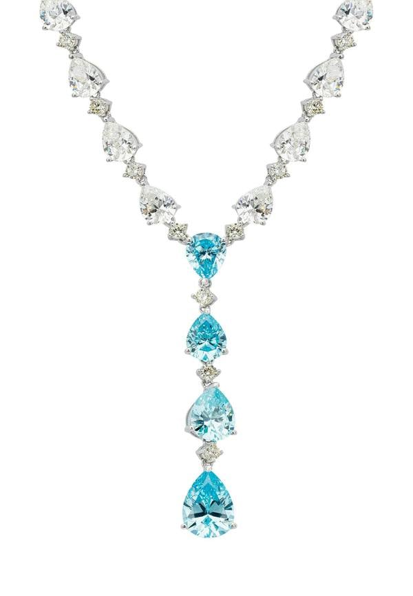 Latelita Elizabeth Statement Necklace Blue Topaz Silver