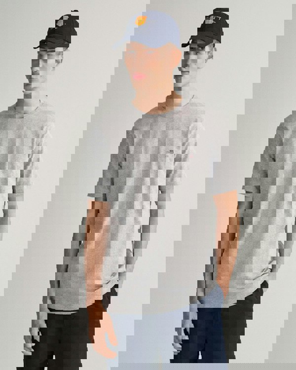 GANT Mens Regular Fit Short Sleeve Shield Logo T-Shirt NOS - 93 Grey Melange