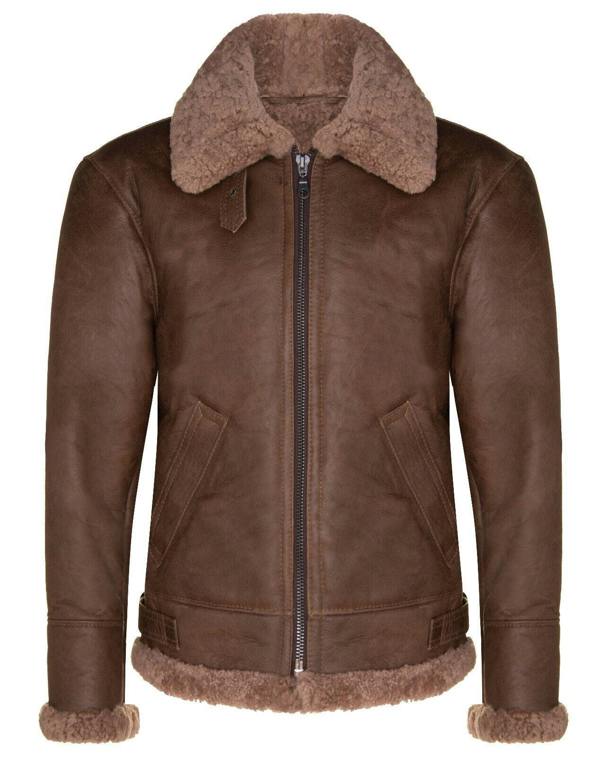 Infinity Leather Mens B3 WW2 Sheepskin Leather Flying Aviator Jacket-Houston