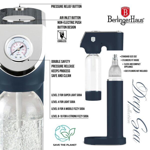 Berlinger Haus Soda Maker  Matt Blue | Berlinger Haus BH9762