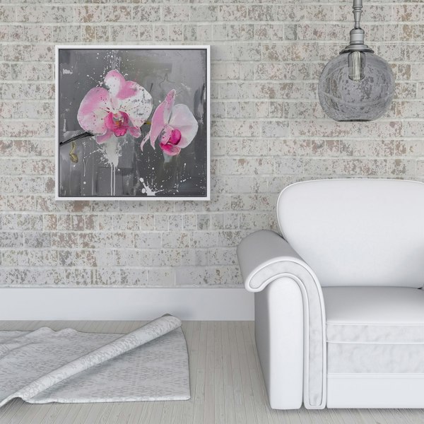 Warren Reed Pink Orchids Splash Art Framed Canvas