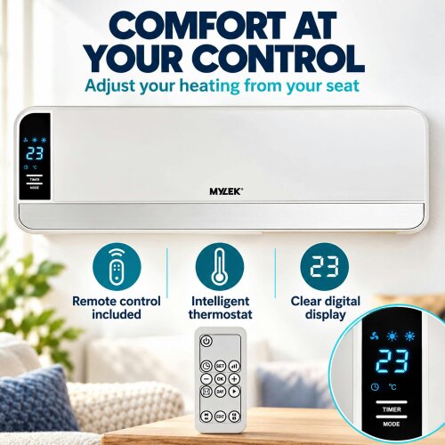 MYLEK Overdoor Heater 2kW Electric Air Curtain with Thermostat & Timer