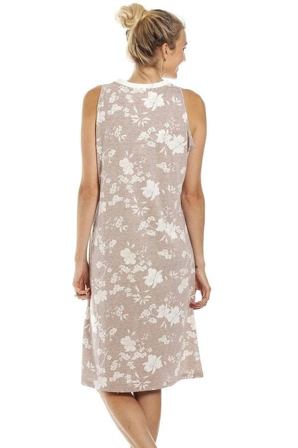 Womens Lightweight White Floral Sleeveless Nightdress