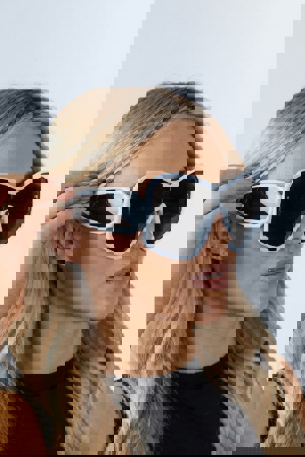 SVNX Square Oversized Mask Sunglasses in White Black