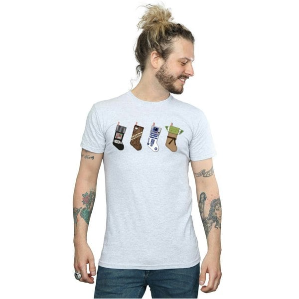 Star Wars Mens Christmas Stockings T-Shirt - Sports Grey