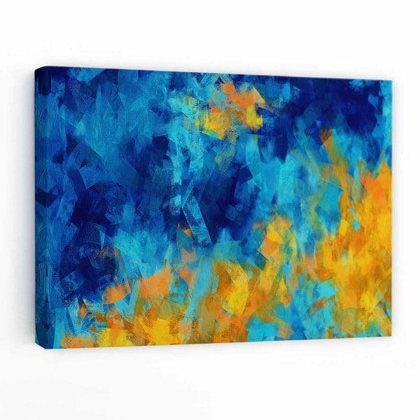 Artze Wall Art Cerulean Shore In Blue and Yellow Canvas Wall Art Print