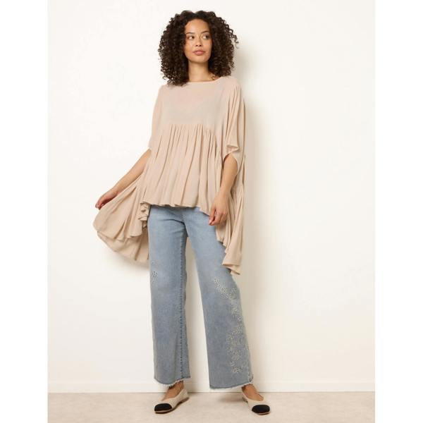 Blue Vanilla Gathered Oversized Top