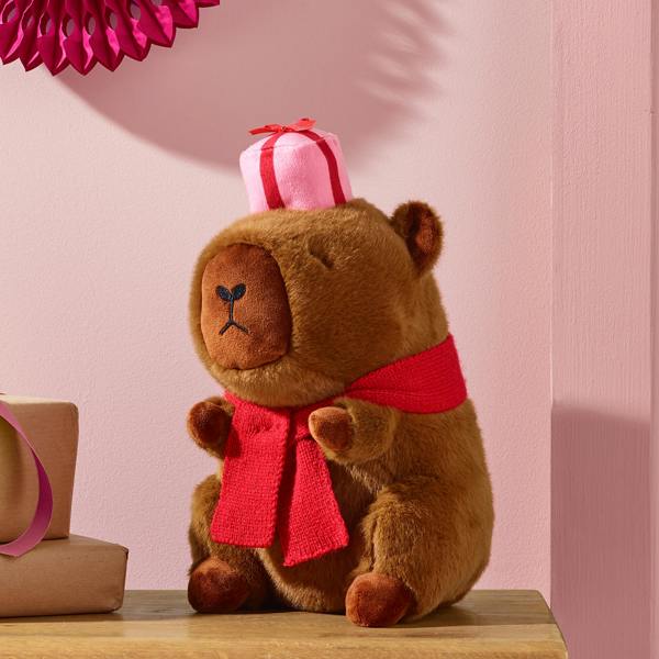 Catherine Lansfield Christmas Capybara 3D Shaped Cushion Brown