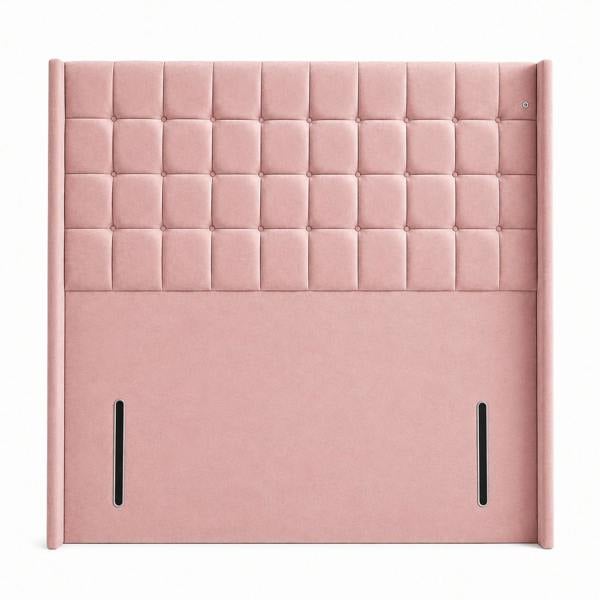 Great British Beds Winged Cubed Headboard - Pink Plush