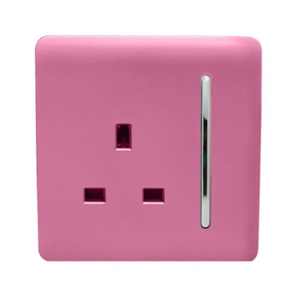 Trendi Switch 1 Gang 13 Amp Switched Plug Socket in Candy Pink