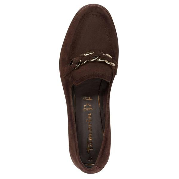 Tamaris Womens Mocca Brown Suede Leather Loafers Shoes