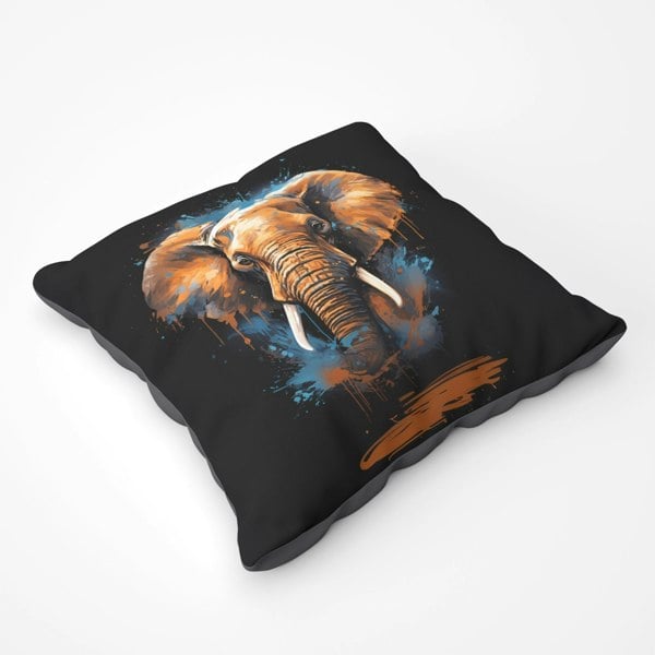 Warren Reed Splashart Elephant Blue Floor Cushion