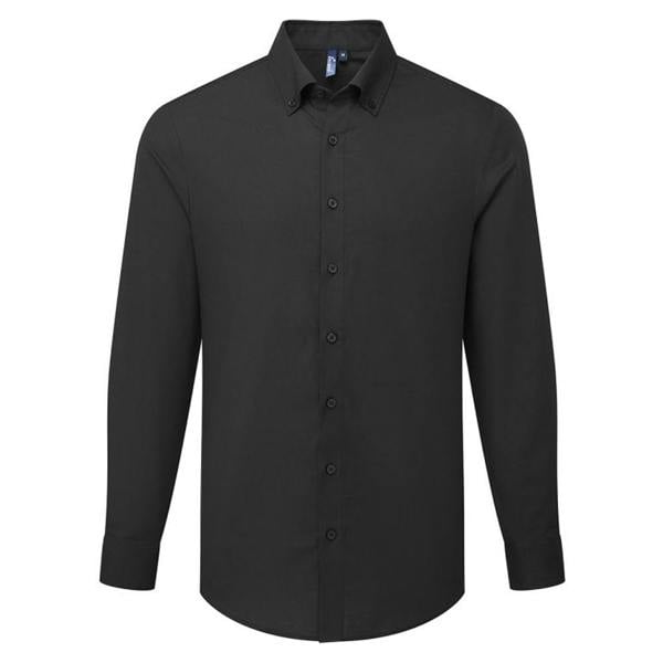 Premier Mens Supreme Oxford Long-Sleeved Shirt - Black