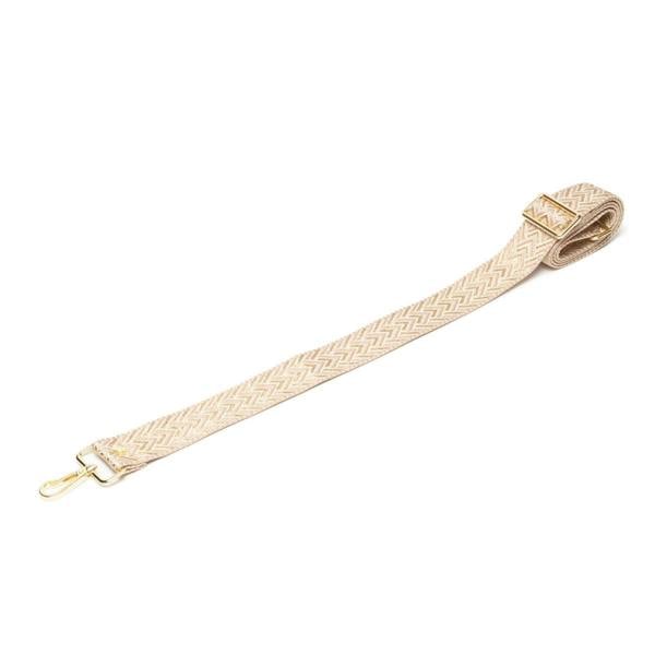 Elie Beaumont Crossbody strap - Gold/Cream Chevron