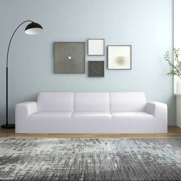 Berkfield 4-Seater Stretch Couch Slipcover White Polyester Jersey