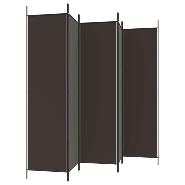 Berkfield 5-Panel Room Divider Brown 250x200 cm Fabric