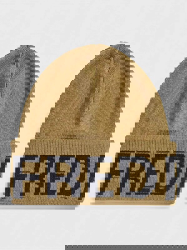 Fred Perry Oversized Branded Beanie Shaded Stone Black