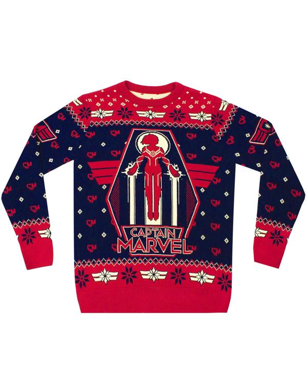 Marvel Womens Black Captain Marvel Christmas Jumper