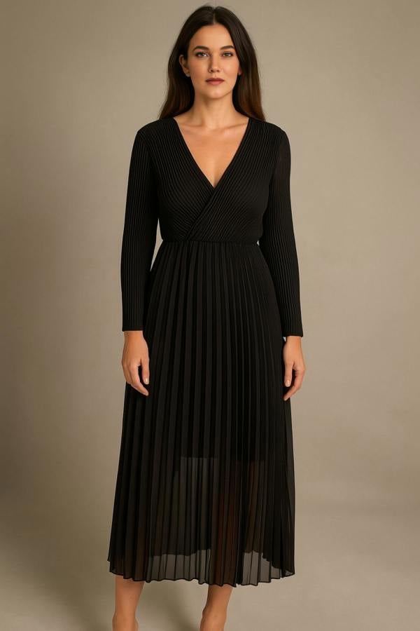 Hoxton Gal Pleated Oversized Shirt Maxi Dress with Belt Detail in Black