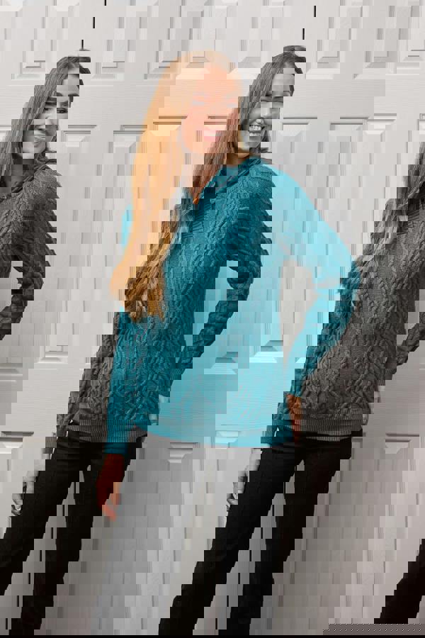 Cable-Knit Hooded Jumper