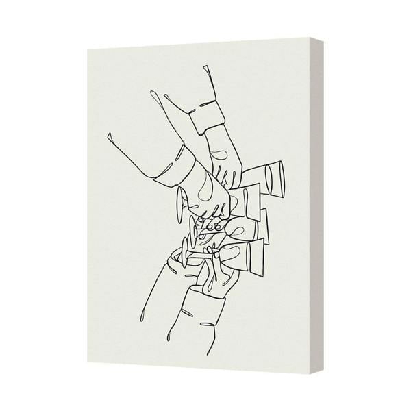 Benjamin Tate Design Contemporary Line Art Canvas Print With Deep Wood Frame Handmade