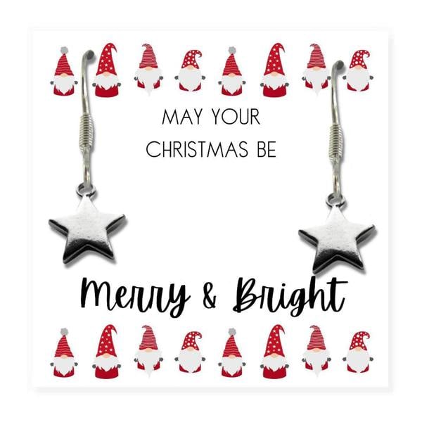 Aye Do Gifts Silver Star Earrings - Merry & Bright Christmas Card Gift