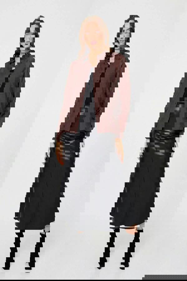 Brown | Long Sleeve Button Front Shirt 