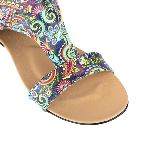 Embassy London Downtown - Festival Blue - Women's flat T-bar sandal with covered heel