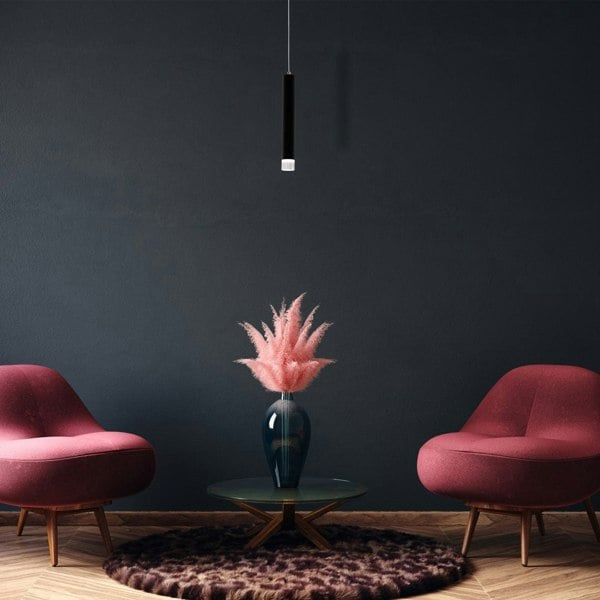 Milagro Carbon Black LED Pendant Lamp 1X5W Eye Catching Contemporary Cylindrical Lights With Built In Low Consumption Light Source