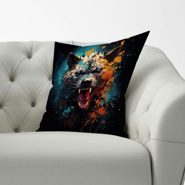 Warren Reed Splashart Angry Hyena Face Cushions