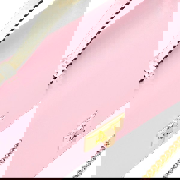 Embassy London Envy - Pink & Cream - Women's leather flap clutch bag with strap