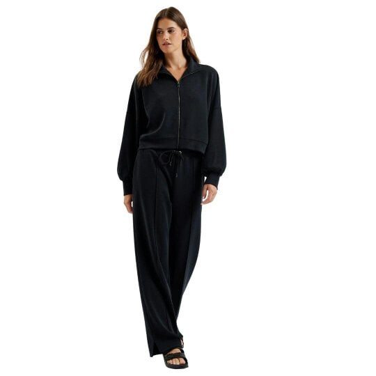 Ted Baker Arorha Cupro Zip Through Black Funnel Neck