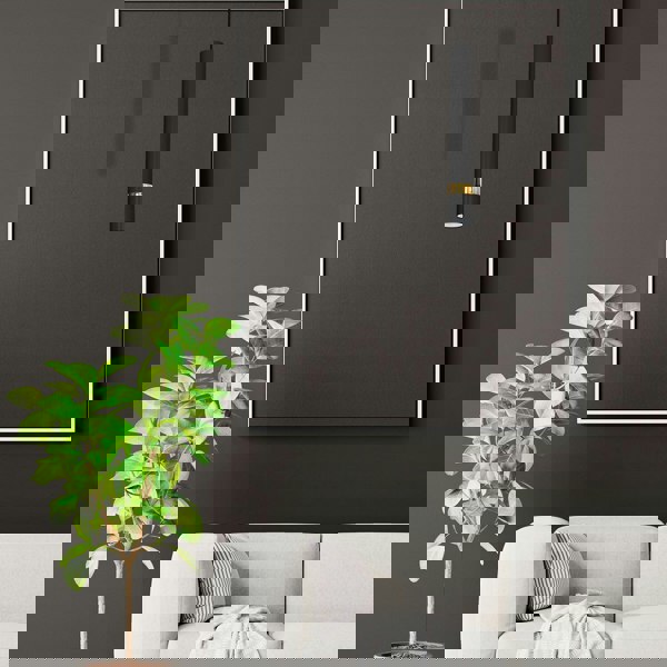 Milagro Joker Contemporary Pendant Lamp 1XGU10 Hand Made Cylindrical Style Light Finished in Matt Black With Striking Gold Detail