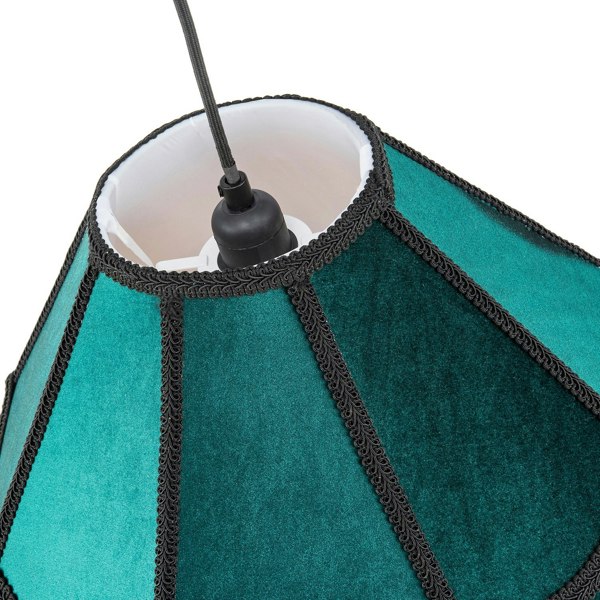 Traditional Victorian Empire 40cm Lamp Shade in Dark Emerald Velvet with Tassels Image 5