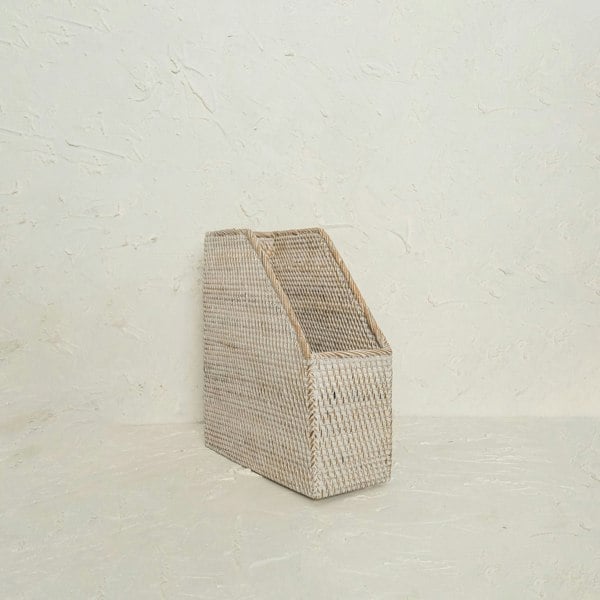 Rattan File Holder - Magazine Holder and a4 docment - Coastal Villa Homeware