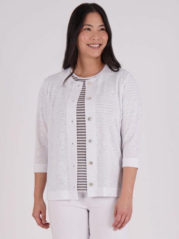 PennyPlain Front Button Cardigan - White