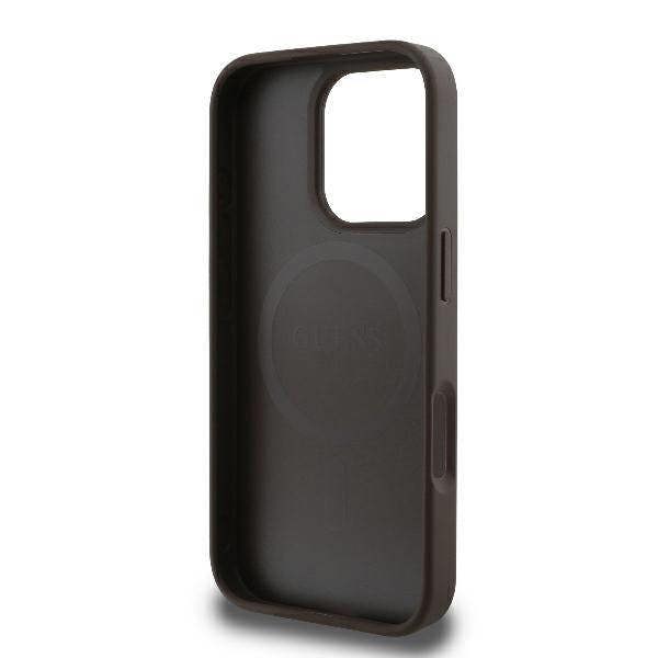 Guess Peony Script Logo Case with MagSafe for iPhone 16 Pro Max 6.9" Brown - GUHMP16XPGPYSW