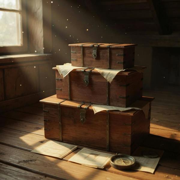 101CM SET 3 WOODEN CHESTS