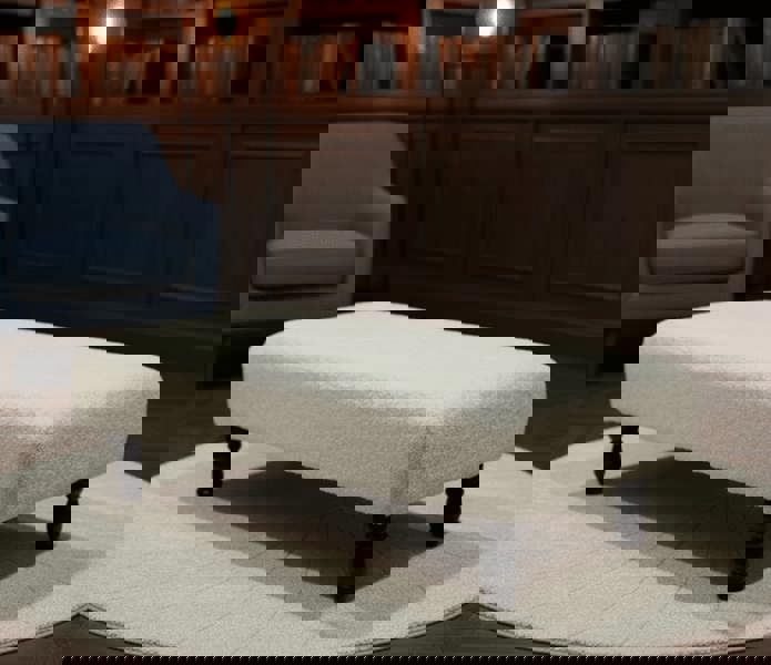 Cuddle Fabric Off-White Footstool – Plush Memory Foam Ottoman for Living Room - ISTOOLS