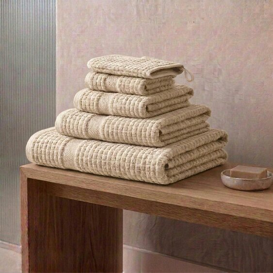 Vision V510 - 6 Piece 100% Cotton Towel Bundle - Ecru - Towel Bundle - 100% Cotton