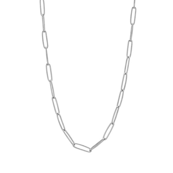Spero London Large Rectangular Sterling Silver Chain Necklace