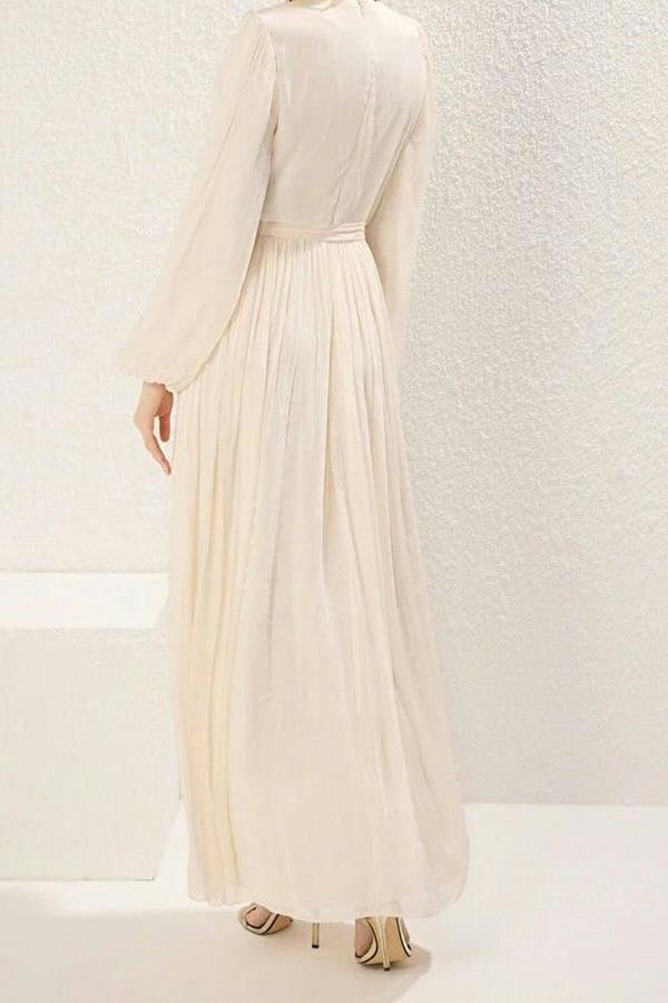 WOVCOR Belted Glittery Lined Chiffon Dress