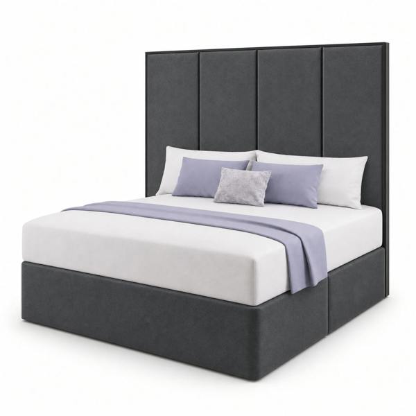 Great British Beds Emma headboard with Contrast Border Divan Bed