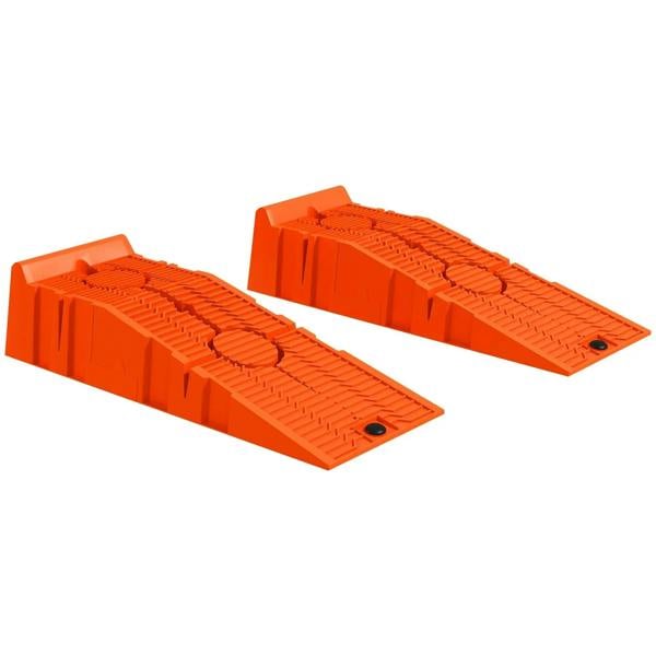 Orange plastic car ramps, set of two with grip ridges