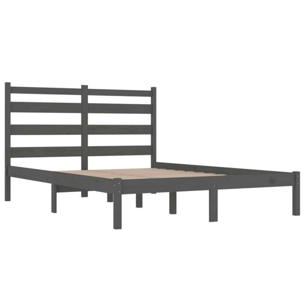 Berkfield Bed Frame Grey Solid Wood Pine 135x190 cm Double